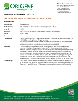 OR51E1 Human Shrna Plasmid Kit (Locus ID 143503