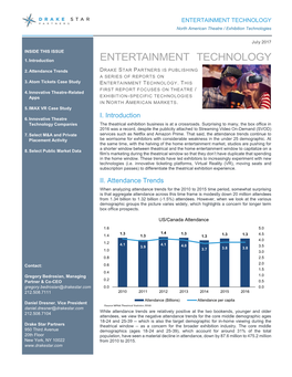 ENTERTAINMENT TECHNOLOGY North American Theatre / Exhibition Technologies