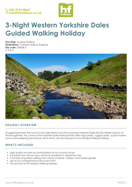 3-Night Western Yorkshire Dales Guided Walking Holiday