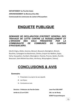 Enquete Publique Conclusions & Avis