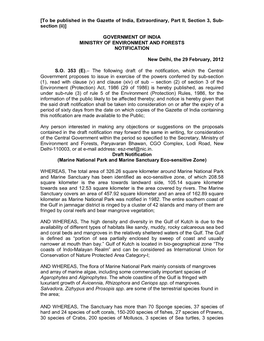 Government of India Ministry of Environment and Forests Notification