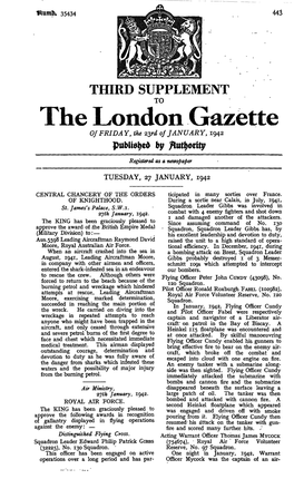 The London Gazette of FRIDAY, the 2$Rd of JANUARY, 1942 By