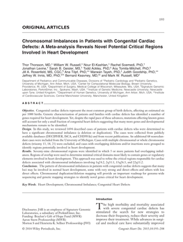 Chromosomal Imbalances in Patients with Congenital Cardiac Defects: a Meta-Analysis Reveals Novel Potential Critical Regions Involved in Heart Development