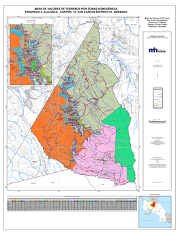 Mapa De Valores De Terrenos Por Zonas Homogéneas Provincia 2 Alajuela Cantón 10 San Carlos Distrito 01 Quesada