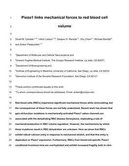 Piezo1 Links Mechanical Forces to Red Blood Cell Volume