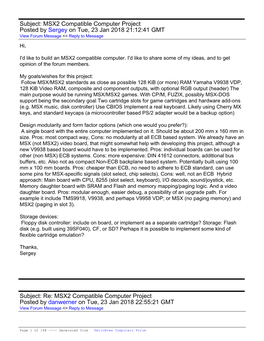 Subject: MSX2 Compatible Computer Project Posted by Sergey on Tue