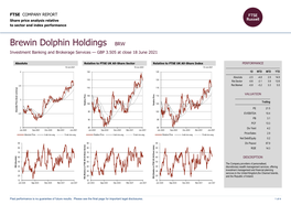 Brewin Dolphin Holdings BRW Investment Banking and Brokerage Services — GBP 3.505 at Close 18 June 2021