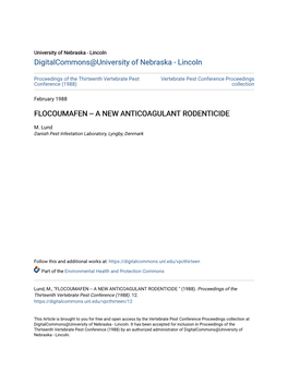 Flocoumafen -- a New Anticoagulant Rodenticide