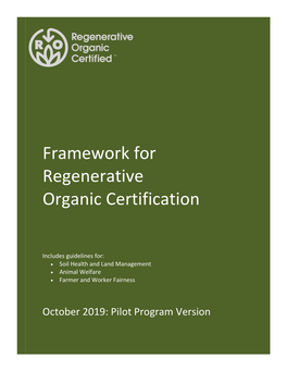 Framework for Regenerative Organic Certification