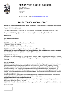 Parish Council Meeting Minutes 2020 12 17