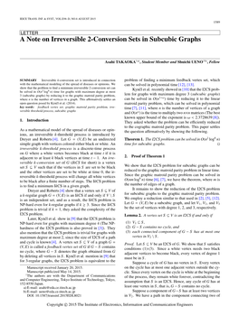 A Note on Irreversible 2-Conversion Sets in Subcubic Graphs