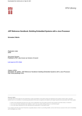 JOP Reference Handbook: Building Embedded Systems with a Java Processor