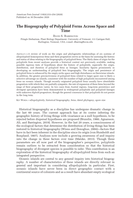 The Biogeography of Polyploid Ferns Across Space and Time