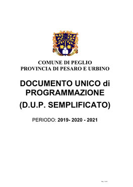 DOCUMENTO UNICO Di PROGRAMMAZIONE (D.U.P