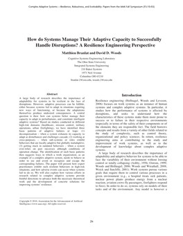 How Do Systems Manage Their Adaptive Capacity to Successfully Handle Disruptions? a Resilience Engineering Perspective