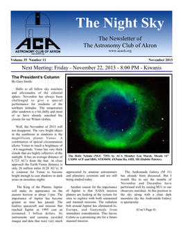 The Night Sky the Newsletter of the Astronomy Club of Akron