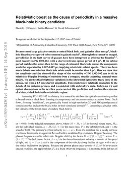 Relativistic Boost As the Cause of Periodicity in a Massive Black-Hole Binary Candidate