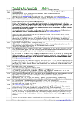 Wandeling Sint-Anna-Pede 10,2Km Uitgestippeld Door Trage Wegen Dilbeek R=Rechts L=Links RD=Rechtdoor Steek- 65% Onverhard