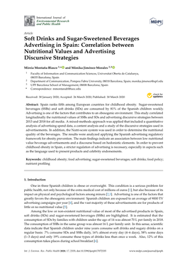 Soft Drinks and Sugar-Sweetened Beverages Advertising in Spain: Correlation Between Nutritional Values and Advertising Discursive Strategies