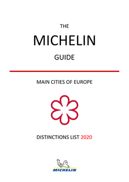 Distinctions List 2020 the Main Cities of Europe