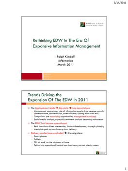 Rethinking EDW in the Era of Expansive Information Management