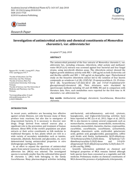 Research Paper Investigation of Antimicrobial Activity and Chemical