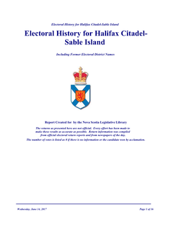 Halifax Citadel-Sable Island Electoral History for Halifax Citadel- Sable Island