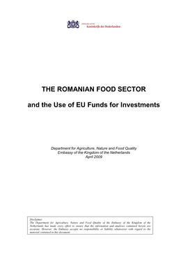 THE ROMANIAN FOOD SECTOR and the Use of EU Funds for Investments