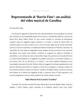 Representando Al 'Barrio Fino': Un Análisis Del Video Musical De Gasolina