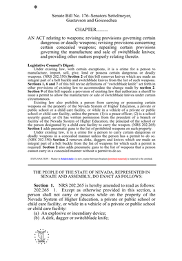 Senate Bill No. 176–Senators Settelmeyer, Gustavson and Goicoechea