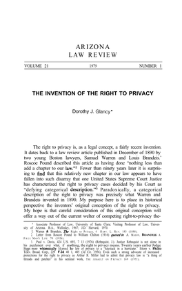 The Invention of the Right to Privacy