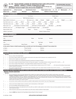 Driver License Or ID Card Application for Minor