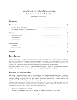 Population Genetics Simulations Heath Blackmon and Emma E