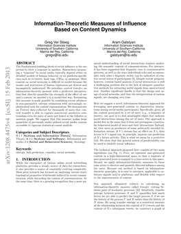 Information-Theoretic Measures of Influence Based on Content