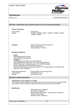 Cyclohexane Version 2.14 Revision Date 2020-09-11