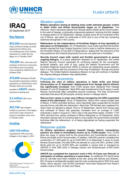 20170925 UNHCR Iraq Flash Update.Pdf