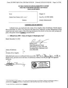 Case 18-33967-Bjh11 Doc 236 Filed 12/31/18 Entered 12/31/18 18:58:38 Page 1 of 795 Case 18-33967-Bjh11 Doc 236 Filed 12/31/18 Entered 12/31/18 18:58:38 Page 2 of 795