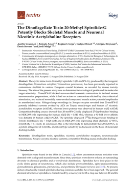 The Dinoflagellate Toxin 20-Methyl Spirolide-G Potently Blocks Skeletal