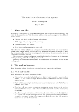 The Mat2doc Documentation System