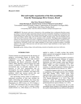 Diet and Trophic Organization of the Fish Assemblage from the Mamanguape River Estuary, Brazil