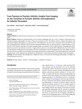 From Psoriasis to Psoriatic Arthritis: Insights from Imaging on the Transition to Psoriatic Arthritis and Implications for Arthritis Prevention