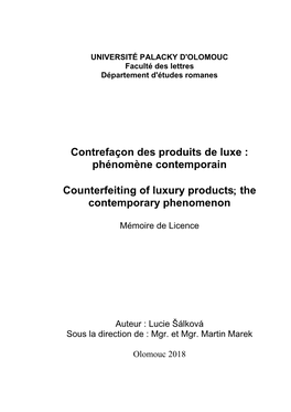 Contrefaçon Des Produits De Luxe : Phénomène Contemporain