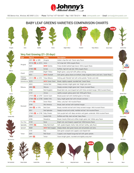 Baby Leaf Greens Varieties Comparison Charts