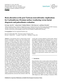 Rock Alteration at the Post-Variscan Nonconformity: Implications for Carboniferous–Permian Surface Weathering Versus Burial Diagenesis and Paleoclimate Evaluation