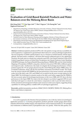 Evaluation of Grid-Based Rainfall Products and Water Balances Over the Mekong River Basin