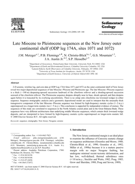 Late Miocene to Pleistocene Sequences at the New Jersey Outer Continental Shelf (ODP Leg 174A, Sites 1071 and 1072)