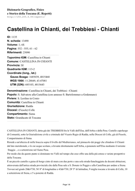 Castellina in Chianti, Dei Trebbiesi - Chianti