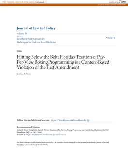 Hitting Below the Belt: Florida's Taxation of Pay-Per-View Boxing Programming Is a Content-Based Violation of the First Amendment, 14 J