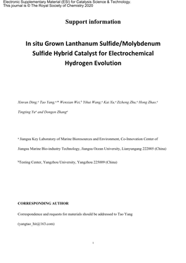 In Situ Grown Lanthanum Sulfide/Molybdenum Sulfide Hybrid Catalyst for Electrochemical Hydrogen Evolution