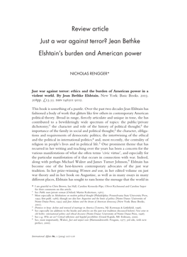 Review Article Just a War Against Terror? Jean Bethke Elshtain's